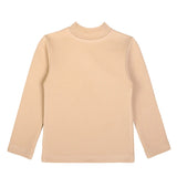Girls' Basic Mock Turtleneck Long Sleeve Cotton Solid T-Shirt