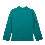 Girls' Basic Mock Turtleneck Long Sleeve Cotton Solid T-Shirt