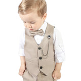 Boys 4-Piece Metal Chain Detailed Suit Set