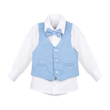 Boys Formal Suit 4 Piece Vest, Pants and Tie Dresswear Suit Set