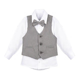 Boys Formal Suit 4 Piece Vest, Pants and Tie Dresswear Suit Set