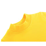 Girls' Basic Mock Turtleneck Long Sleeve Cotton Solid T-Shirt