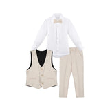 Boys Formal Suit 4 Piece Vest, Pants and Tie Dresswear Suit Set