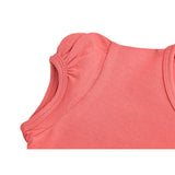 Girls' Basic Short Puff Sleeve Round Neck Cotton T-Shirt