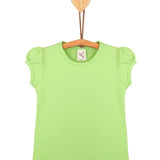 Girls' Basic Short Puff Sleeve Round Neck Cotton T-Shirt