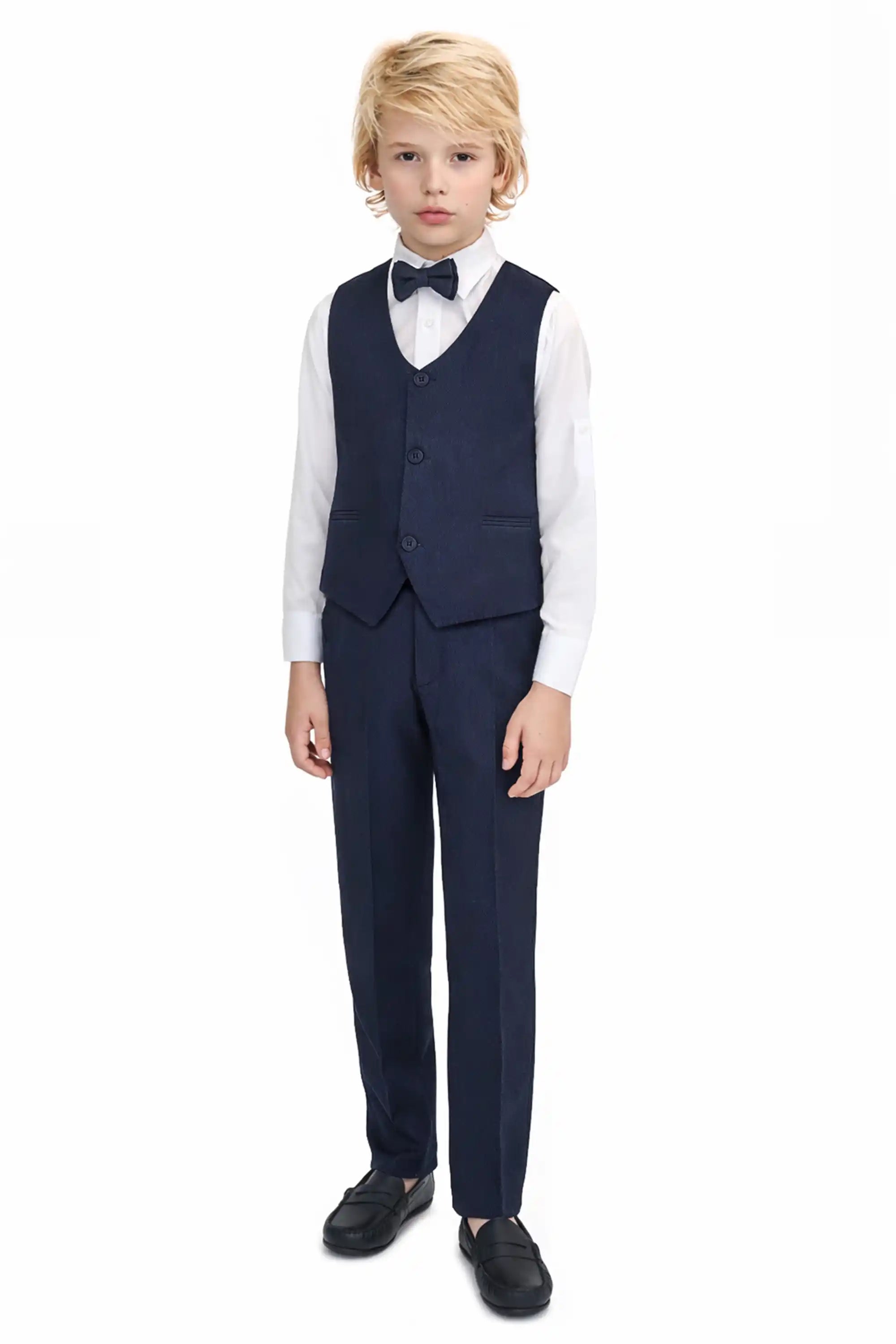 Boys Formal Suit 4 Piece Vest, Pants and Tie Dresswear Suit Set