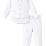 Boys Formal Suit 4 Piece Vest, Pants and Tie Dresswear Suit Set