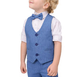 Boys Formal Suit 4 Piece Vest, Pants and Tie Dresswear Suit Set