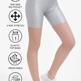 Lilax Girls Athletic Shorts with Pocket High Waisted Biker Shorts for Dance Yoga Gymnastics
