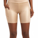 Lilax Girls Athletic Shorts with Pocket High Waisted Biker Shorts for Dance Yoga Gymnastics