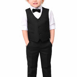 Boys Formal Suit 4 Piece Vest, Pants and Tie Dresswear Suit Set