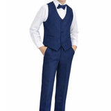 Boys Formal Suit 4 Piece Vest, Pants and Tie Dresswear Suit Set