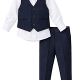 Boys Formal Suit 4 Piece Vest, Pants and Tie Dresswear Suit Set