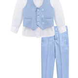 Toddler & Youth Boys 4 Piece Formal Suit Set V-Neck Vest White Dress Shirt Dress Pants and Bowtie 1-5 Years