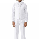 Boys Formal Suit 4 Piece Vest, Pants and Tie Dresswear Suit Set