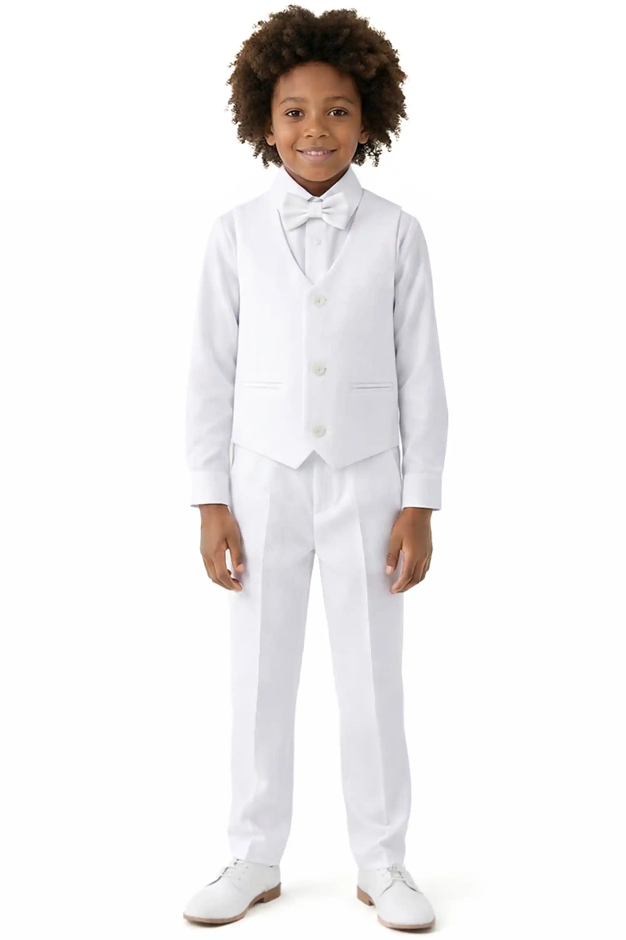 Boys Formal Suit 4 Piece Vest, Pants and Tie Dresswear Suit Set