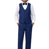 Boys Formal Suit 4 Piece Vest, Pants and Tie Dresswear Suit Set