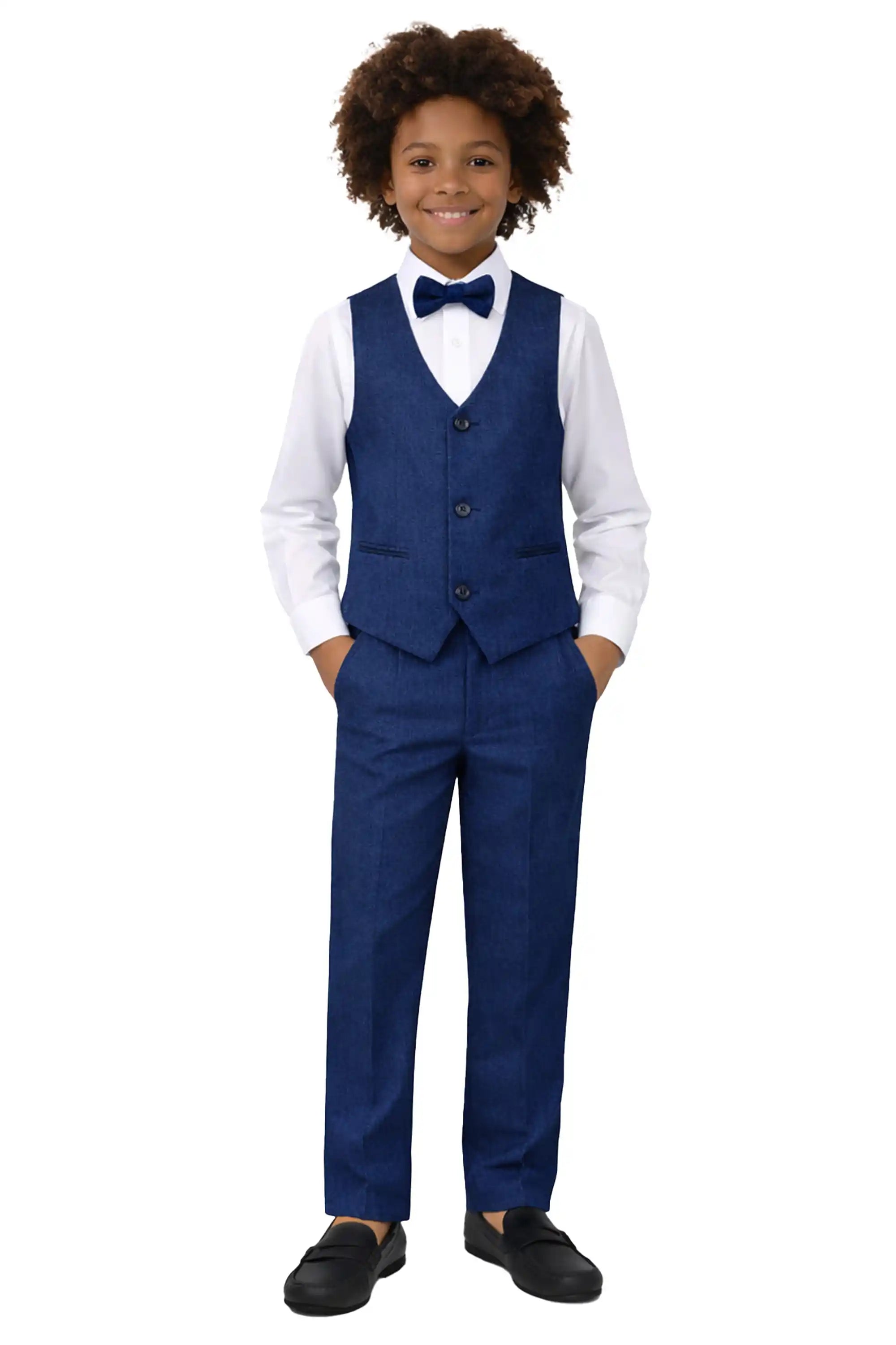 Boys Formal Suit 4 Piece Vest, Pants and Tie Dresswear Suit Set