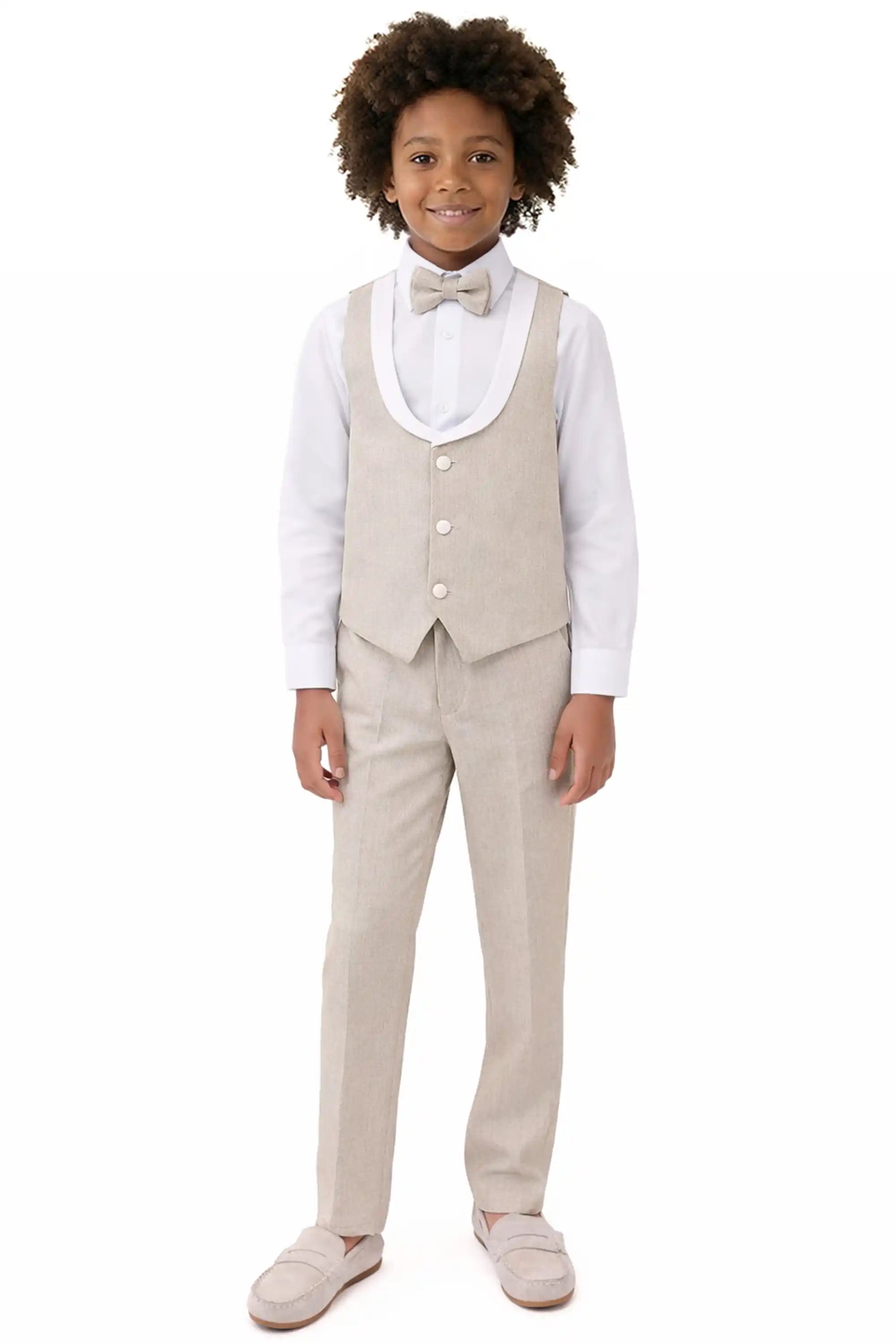Boys Formal Suit 4 Piece Vest, Pants and Tie Dresswear Suit Set