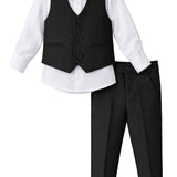 Boys Formal Suit 4 Piece Vest, Pants and Tie Dresswear Suit Set