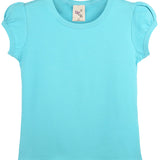 Girls' Basic Cotton T-Shirt  Short Puff Sleeve Crewneck / 8 to 10