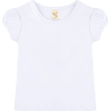 Girls' Basic Cotton T-Shirt  Short Puff Sleeve Crewneck / 8 to 10
