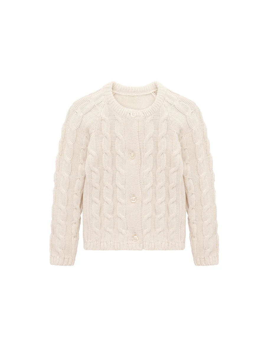 Baby Girls' Cable Knit Long Sleeve Cotton Cardigan