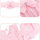 Lilax Baby Girls Newborn Embroidered Flower Dress with Matching Headband