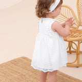 Lilax Baby Girls Newborn Embroidered Flower Dress with Matching Headband