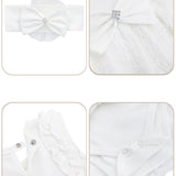 Lilax Baby Girls Newborn Embroidered Flower Dress with Matching Headband