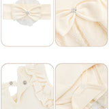 Lilax Baby Girls Newborn Embroidered Flower Dress with Matching Headband