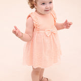 Lilax Baby Girls Newborn Embroidered Flower Dress with Matching Headband