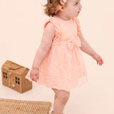 Lilax Baby Girls Newborn Embroidered Flower Dress with Matching Headband