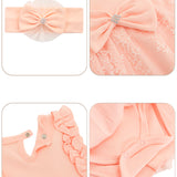 Lilax Baby Girls Newborn Embroidered Flower Dress with Matching Headband
