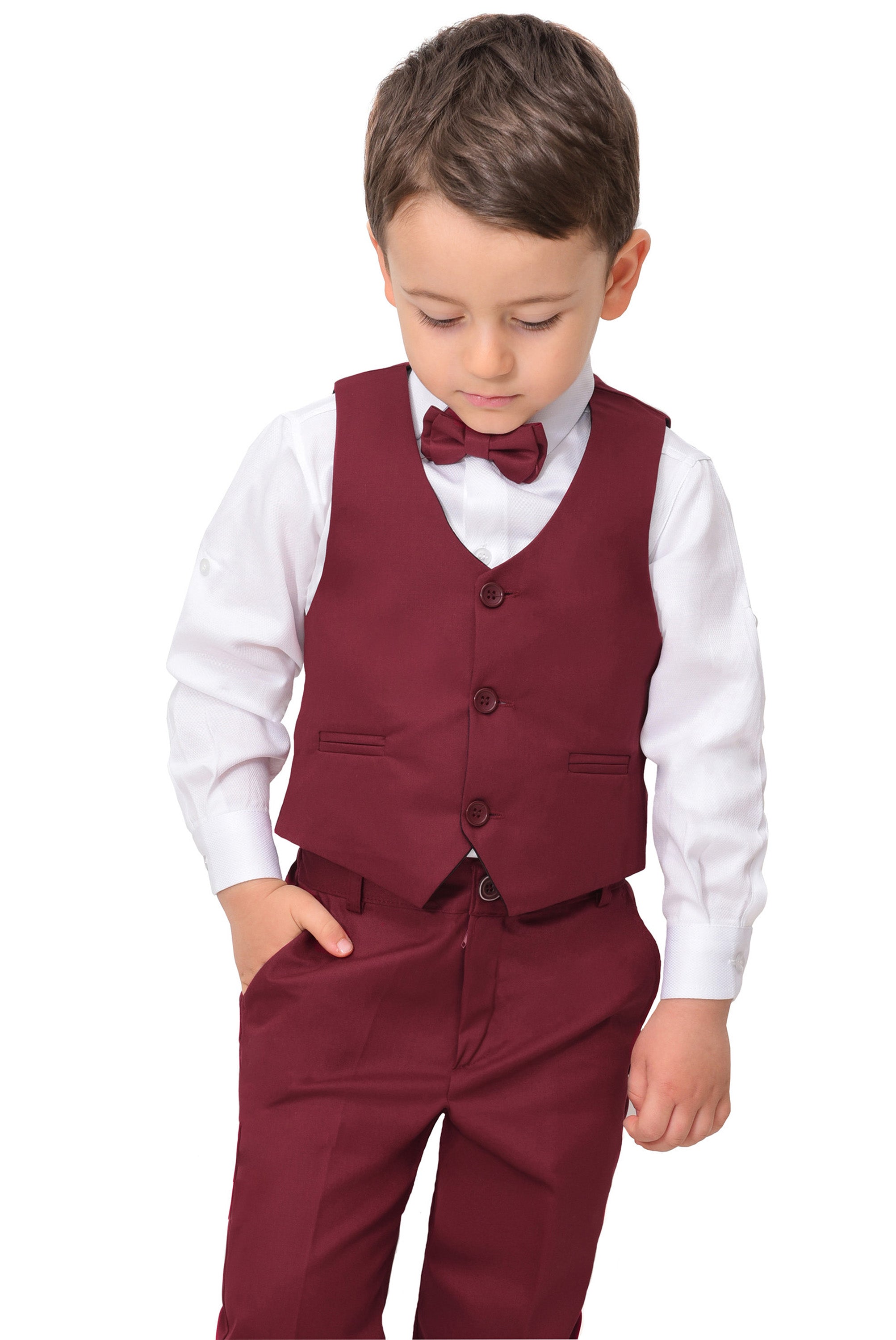 Costume Formel 4 Pièces Pour Garçon Lilax - Gilet, Pantalon, Chemise Et Nœud Papillon - Événements