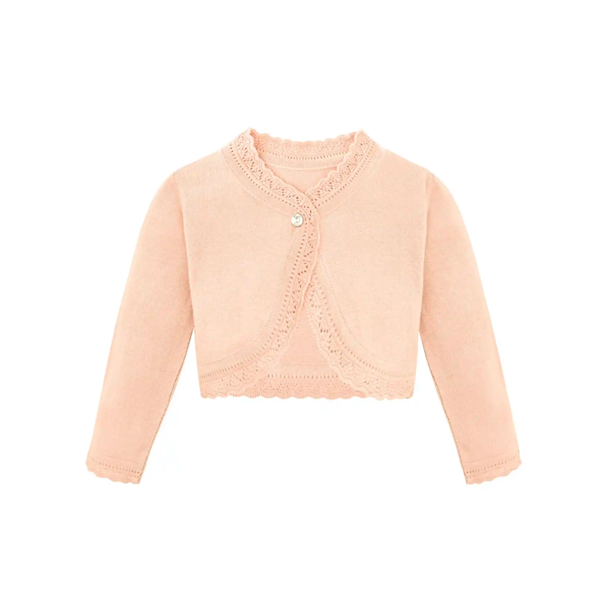 Little Girls' Knit Long Sleeve Button Closure Bolero Cardigan Shrug