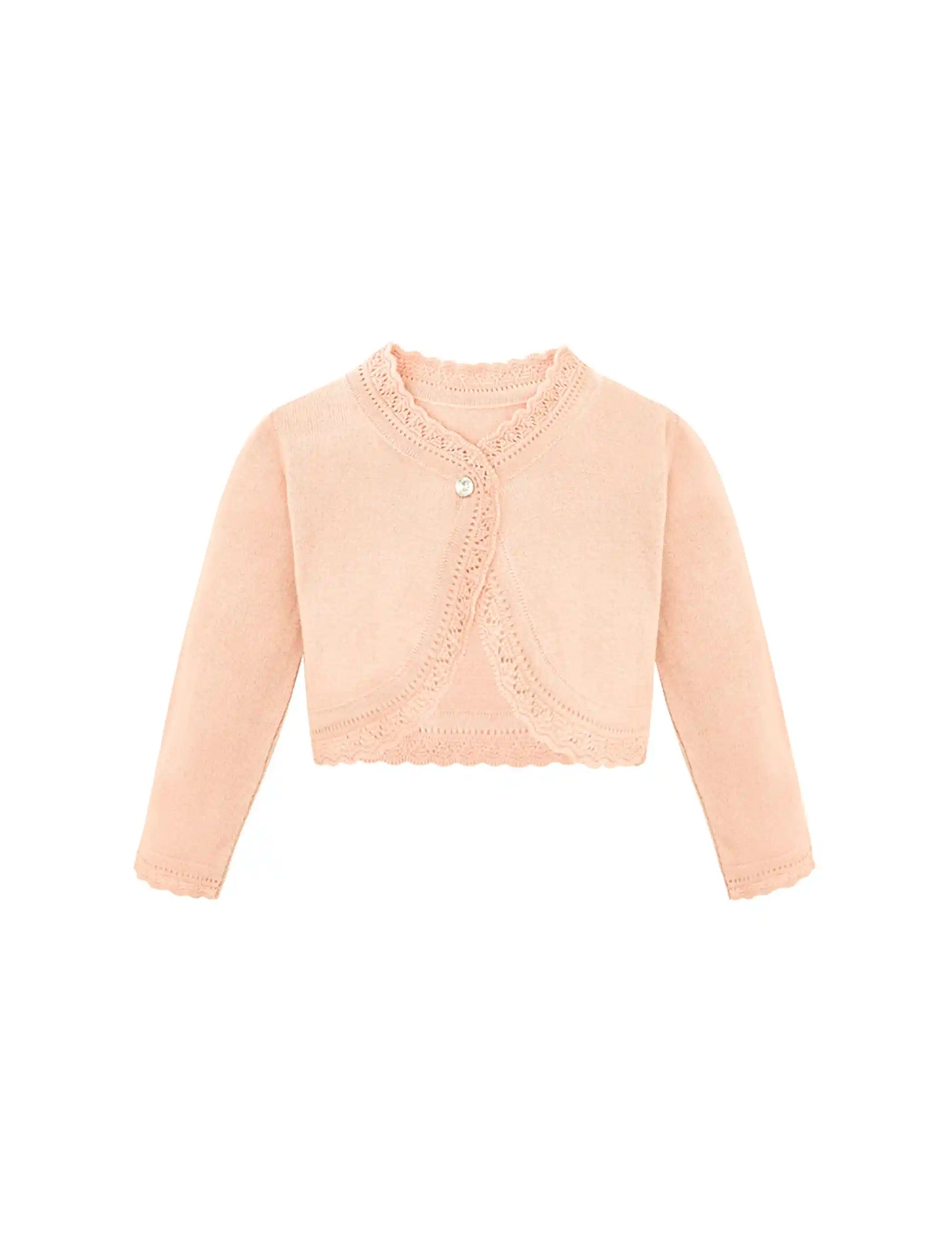 Little Girls' Knit Long Sleeve Button Closure Bolero Cardigan Shrug