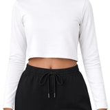Lilax Girls' Long Sleeve Crop Top – Soft Cotton, 4-Way Stretch, Breathable Everyday Tee