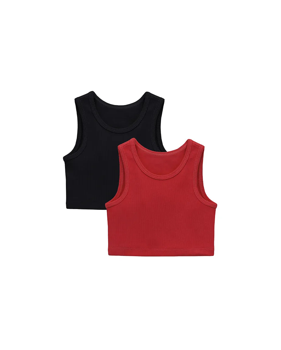 Girls 2-Pack Basic Cropped Tank Top