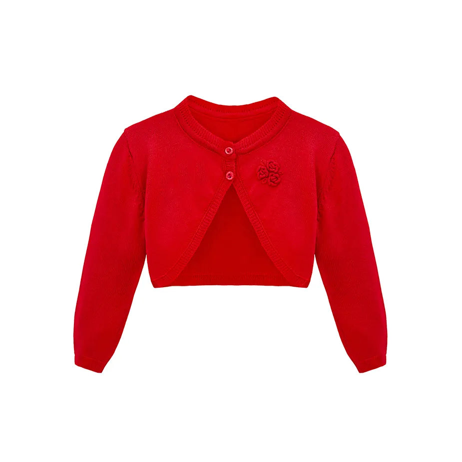 Baby Flower Detailed Buttoned Bolero Cardigan