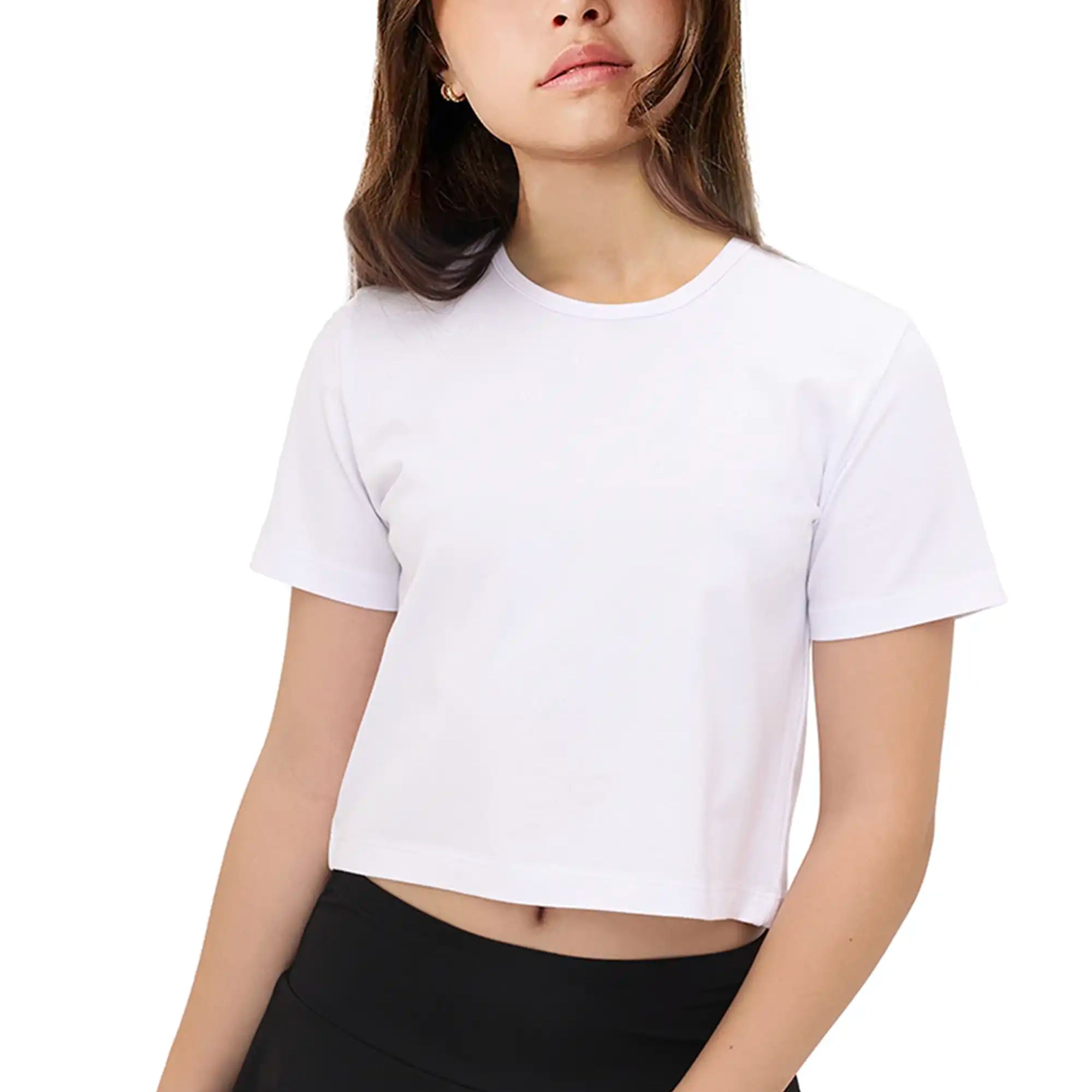 Girls Short Sleeve Crewneck Crop Top Tee