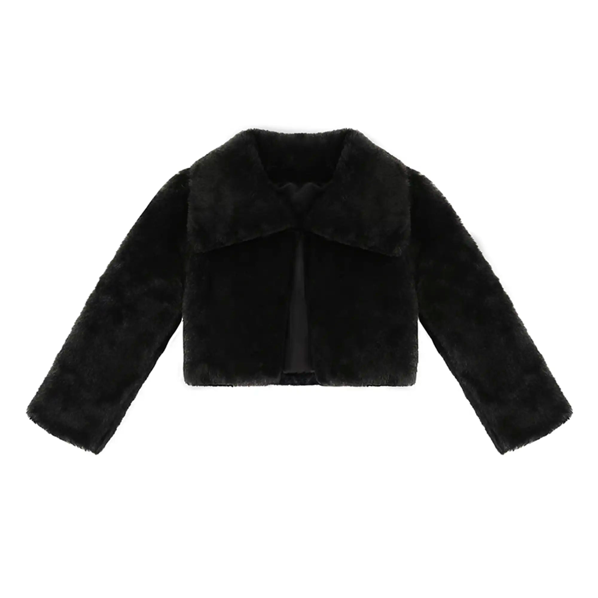 Girls Faux Fur Shrug Jacket Tied Ribbon Cozy Bolero