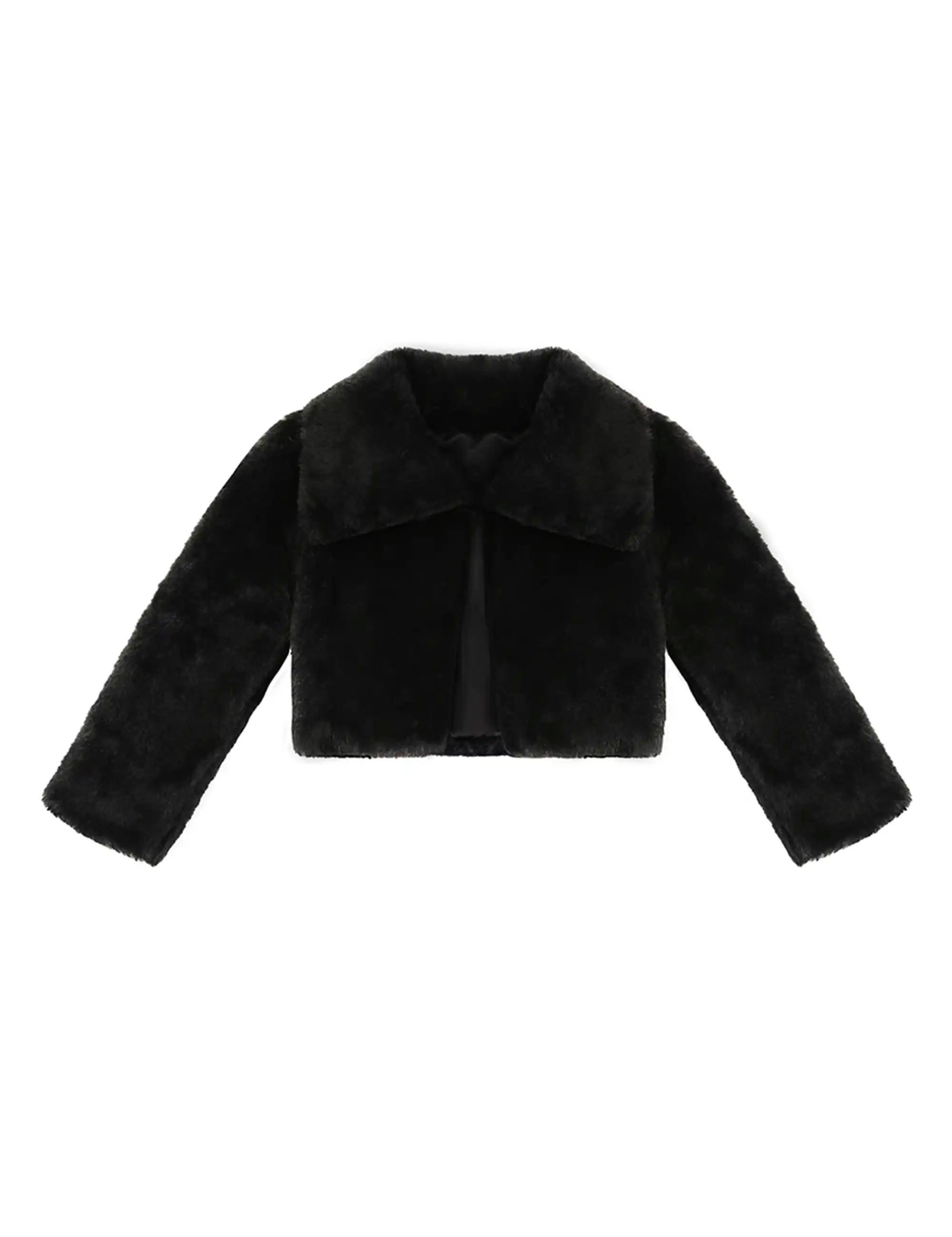 Girls Faux Fur Shrug Jacket Tied Ribbon Cozy Bolero