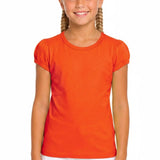 Girls' Basic Short Puff Sleeve Round Neck Cotton T-Shirt