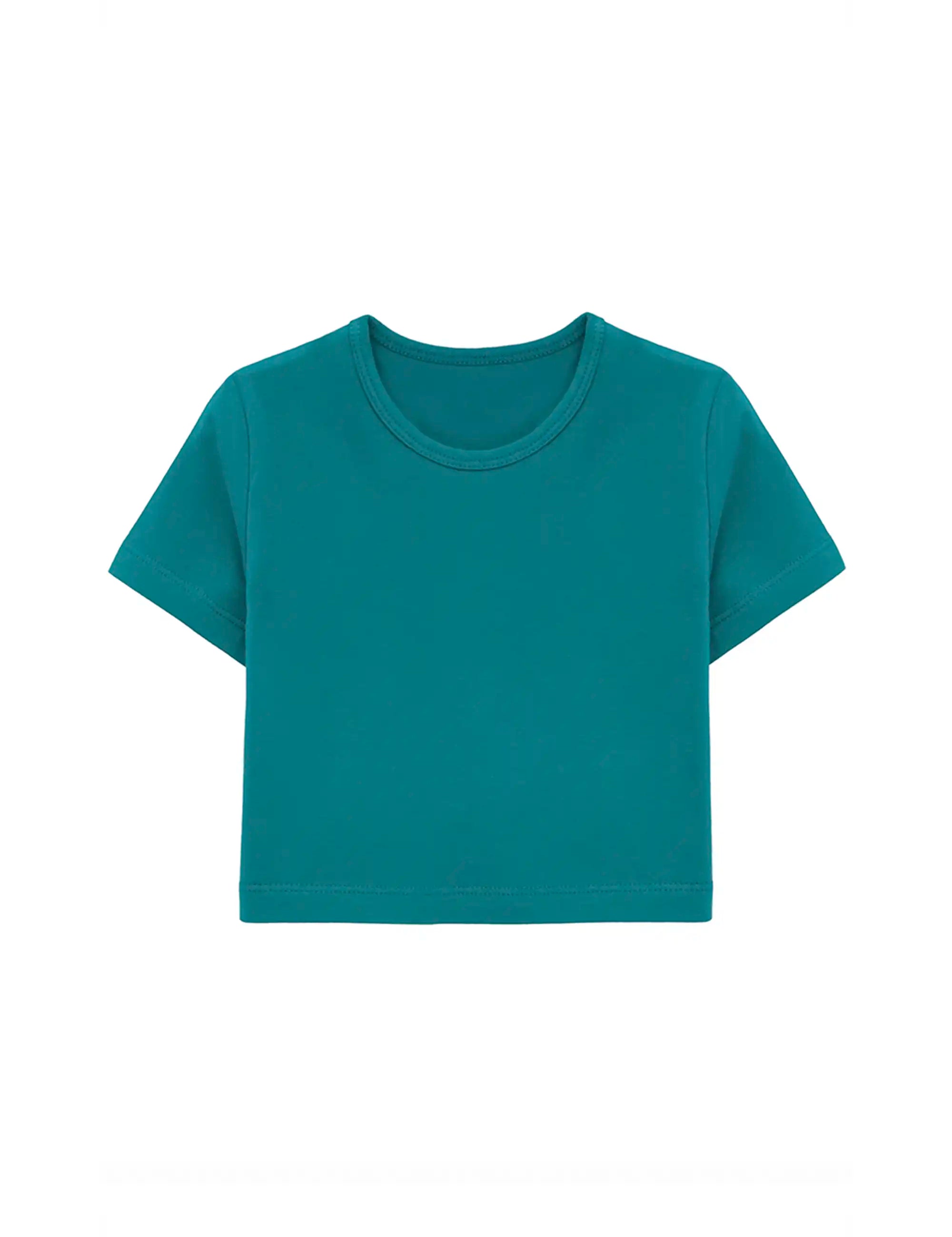 Girls Short Sleeve Crewneck Crop Top Tee