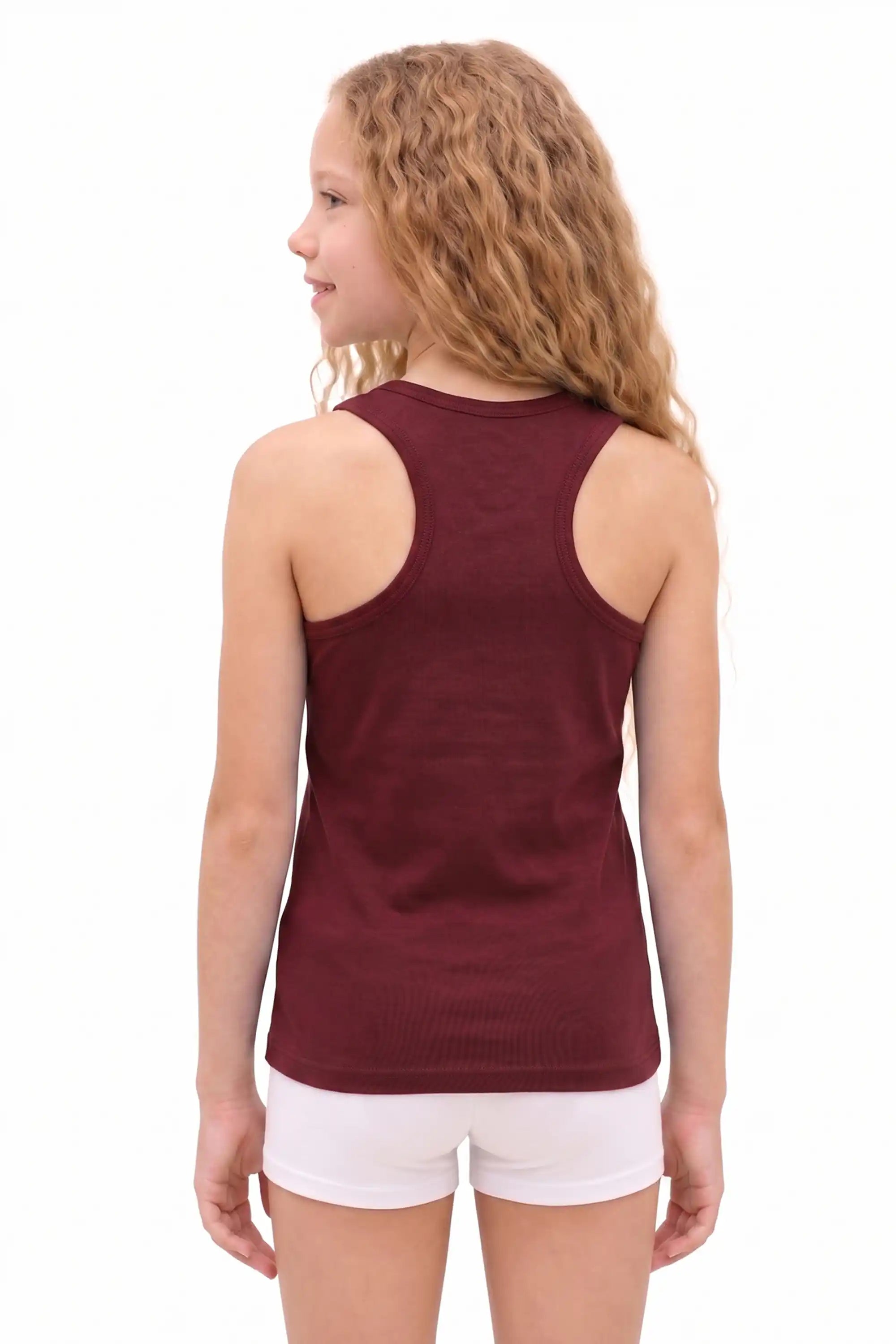 Girls' Soft Solid Cotton Blend Racerback Tank Top