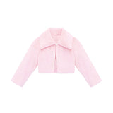 Girls Faux Fur Bolero Oversized Collar Jacket