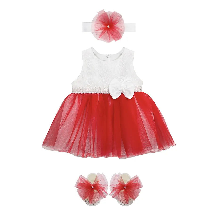 Baby Lace & Pearl Detailed Tulle Dress Set