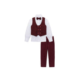 Little & Youth Boys Suit Set - Formal Suit Vest, White Dress Shirt, Dress Pants, and Bowtie - 4-Piece