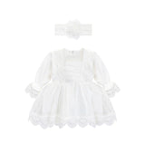 Baby Girls Lace Baptism Dress Christening with Matching Headband